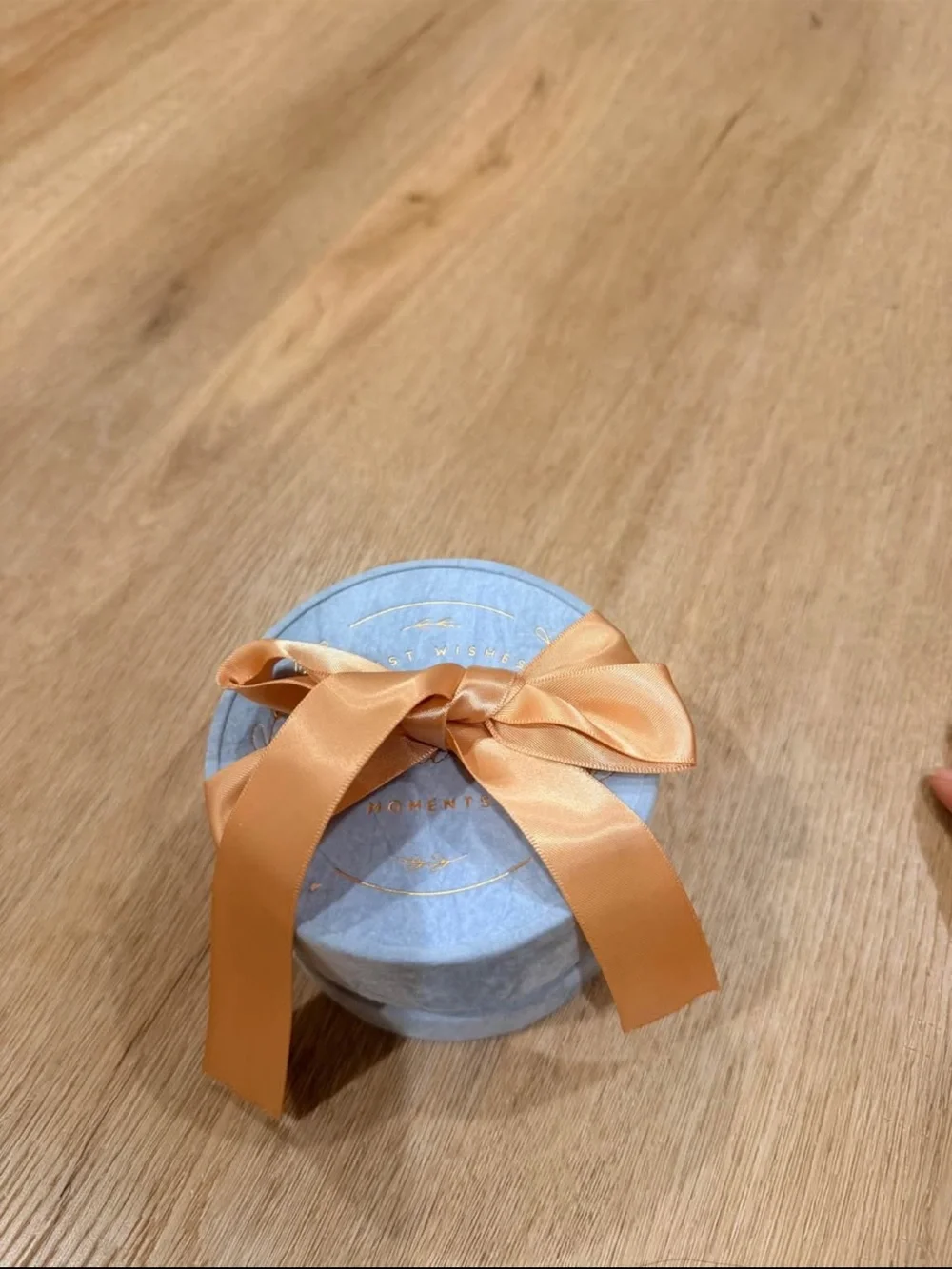 Blue Round Trinket Box with Gold Foil 'Sweet' Design